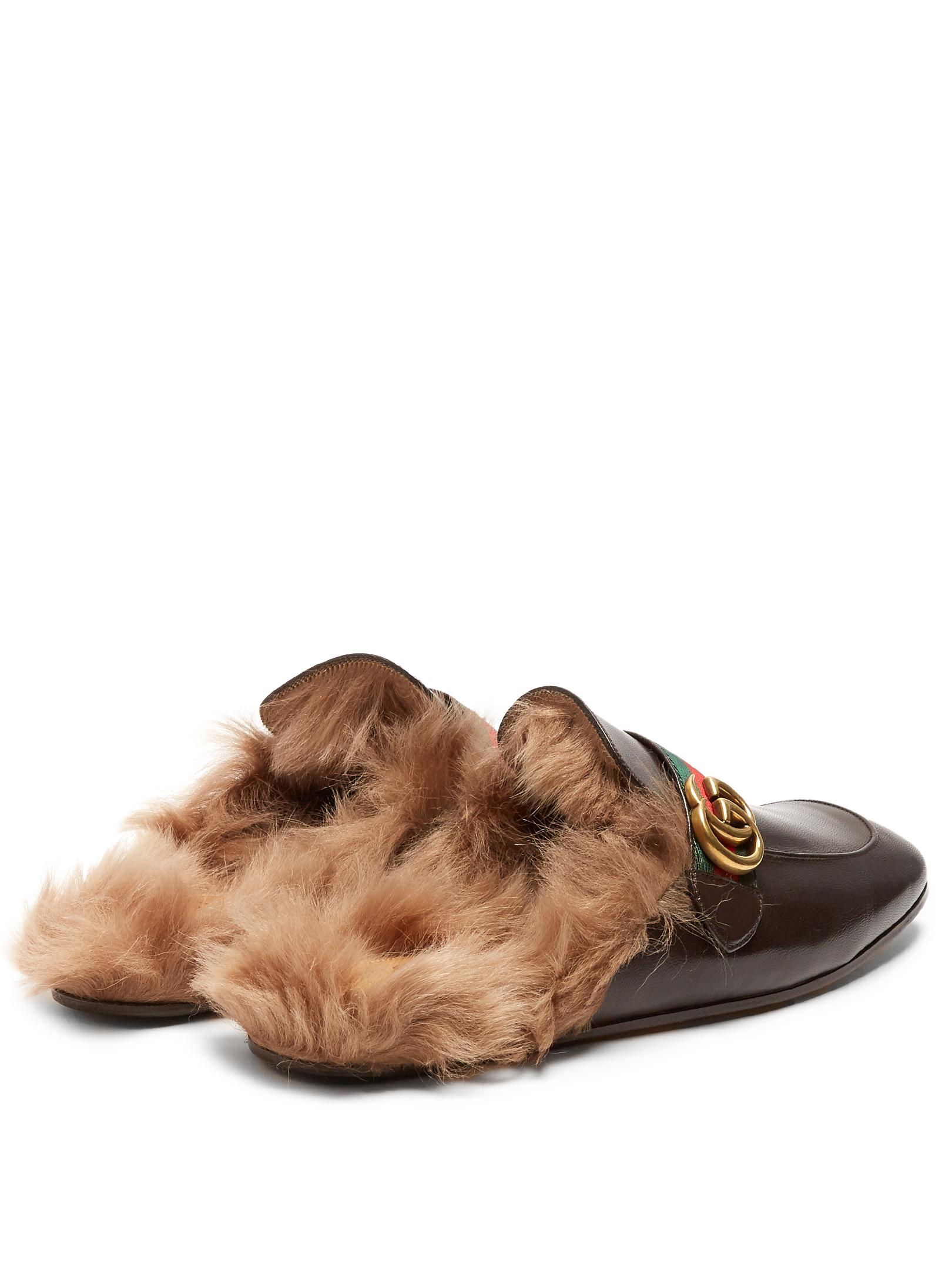 gucci princetown shearling